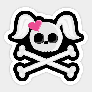 Emo Skull with Ponytails Sticker